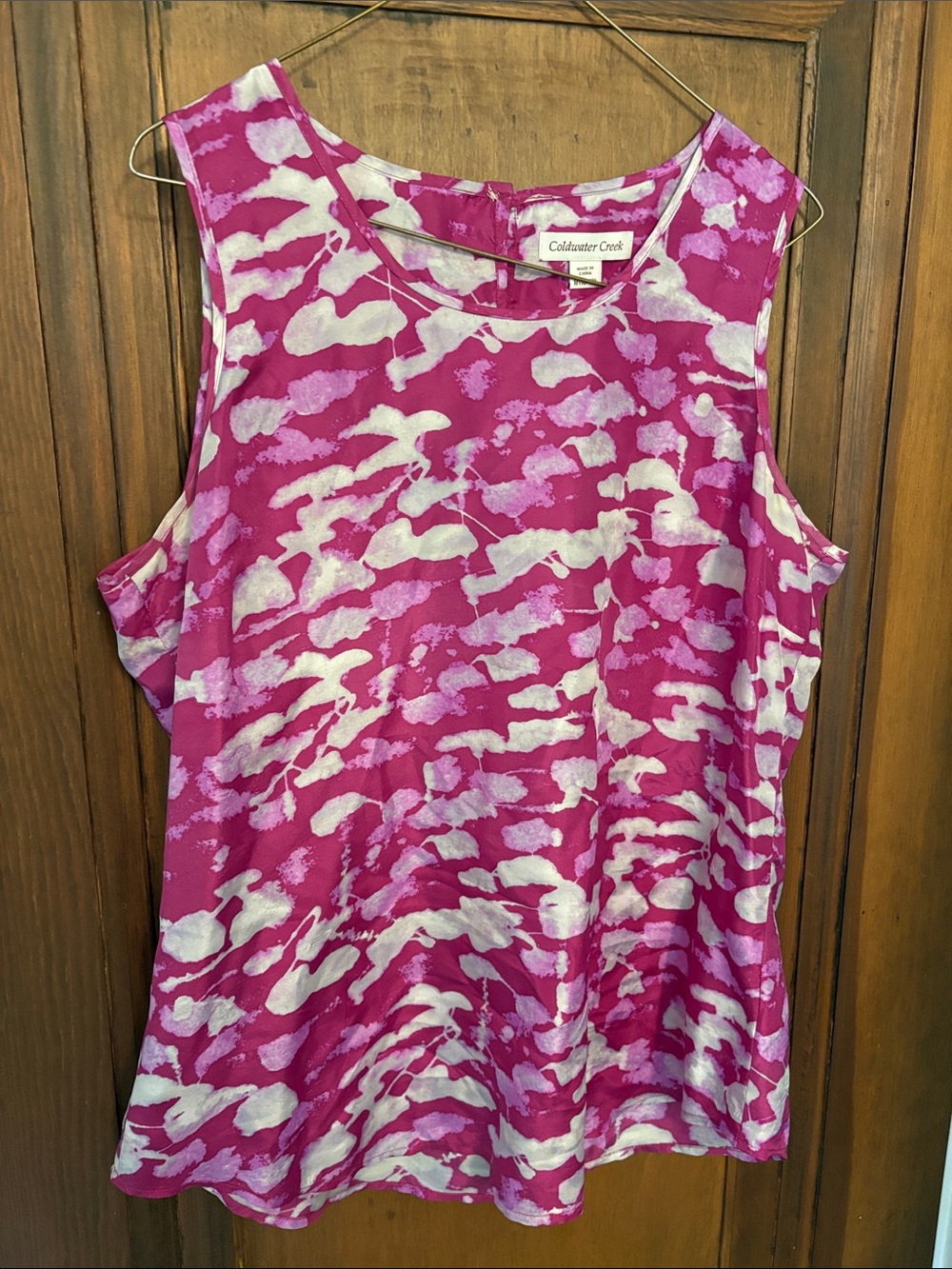 Coldwater Creek Pink Print silk Sleeveless Blouse